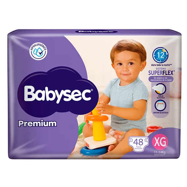 Pañales Babysec Premium XG - 48 Unidades