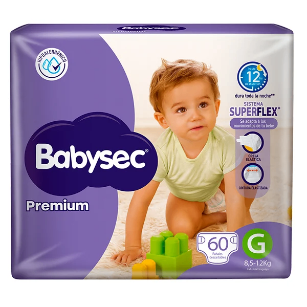 Pañales Babysec Premium G - 60 Unidades