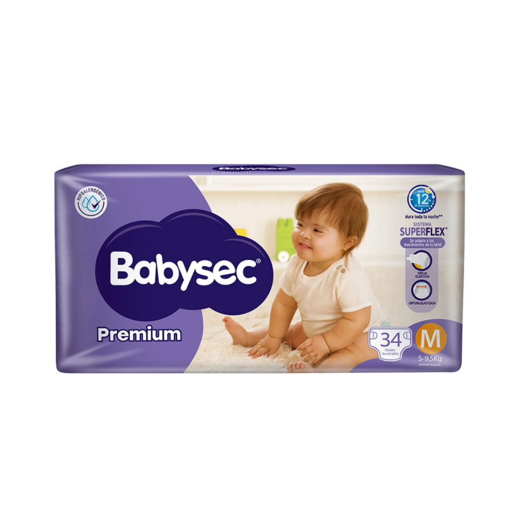Pañales Babysec Premium M - 34 Unidades