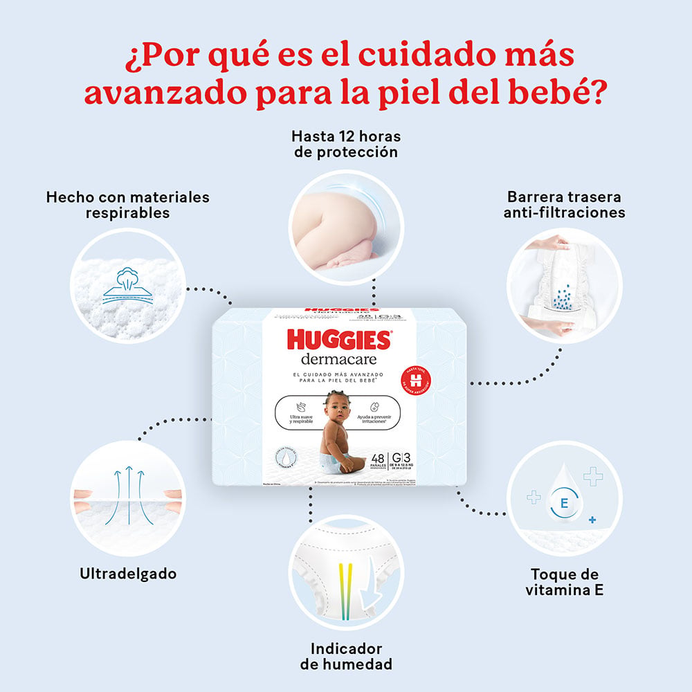 Pañales Huggies Dermacare Talle XG 38 Unidades + Toallitas Huggies Óleo Calcáreo
