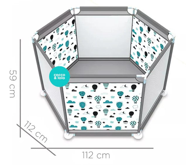 Corral De Juego Hexagonal Para Bebé Nubes
