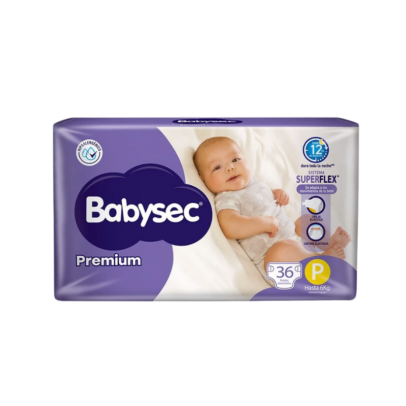 Pañales Babysec Premium Talle P - 36 Unidades