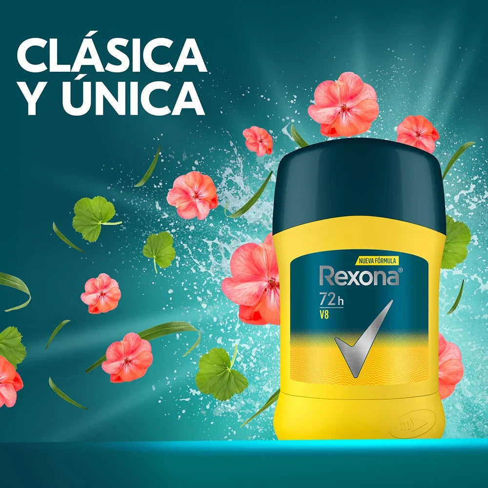 Antitranspirante en Barra Rexona Men V8 50 gramos.
