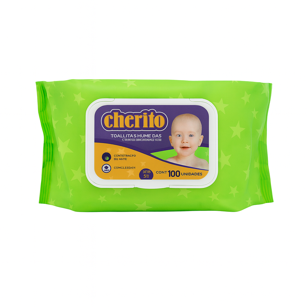 Toallitas Húmedas Cherito Con Tapa - 100 Unidades