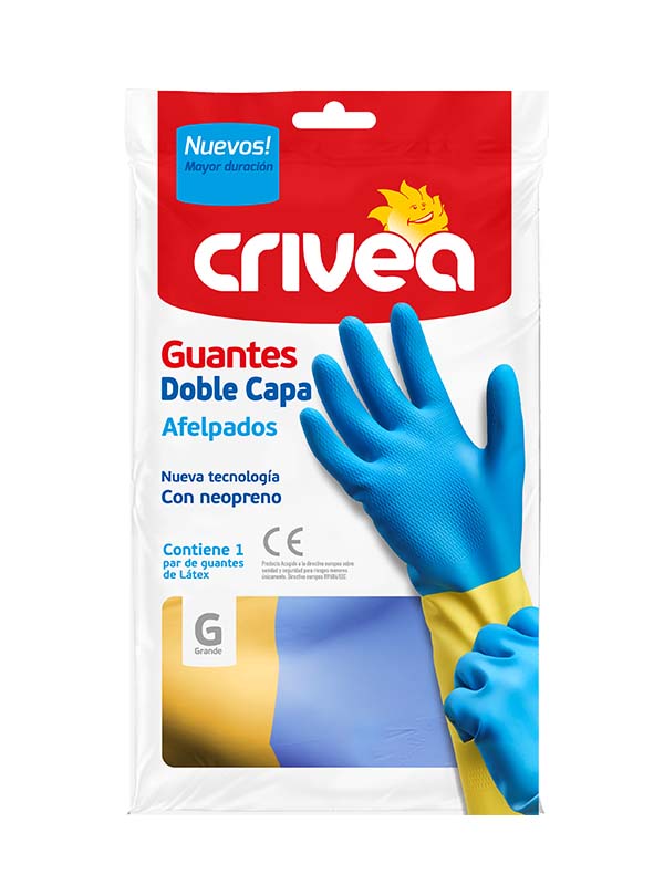 Guantes De Látex Para Limpieza Doméstica Crivea Doble Capa Con Neopreno Talle G