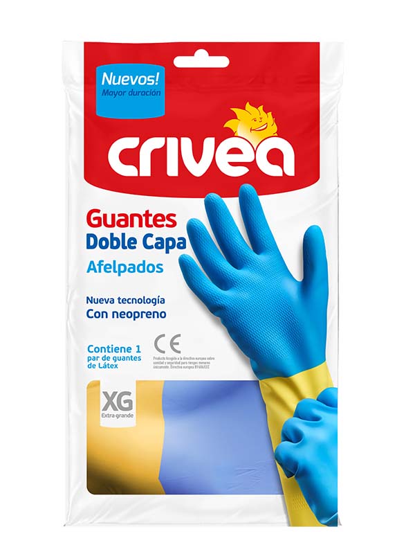 Guantes De Látex Para Limpieza Doméstica Crivea Doble Capa Con Neopreno Talle XG