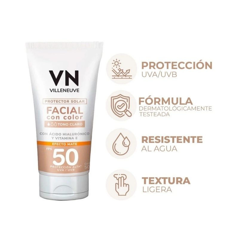 Protector Solar Villeneuve con color tono claro efecto mate