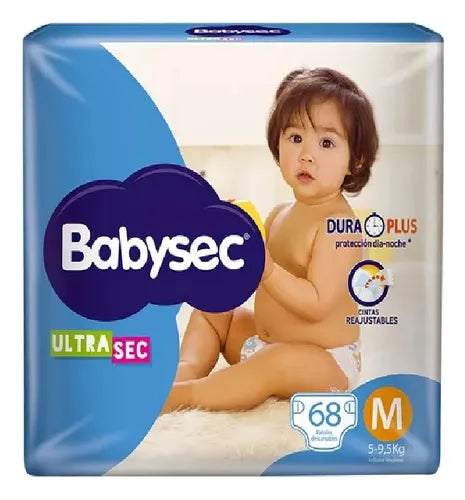 Pañales Babysec Ultra M - 68 unidades