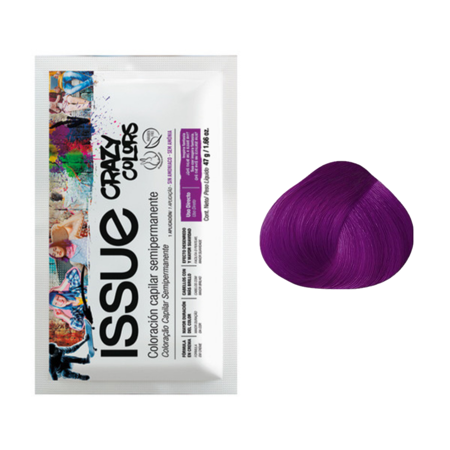 Tinta Coloración Capilar Issue Crazy Colors Violeta 47g