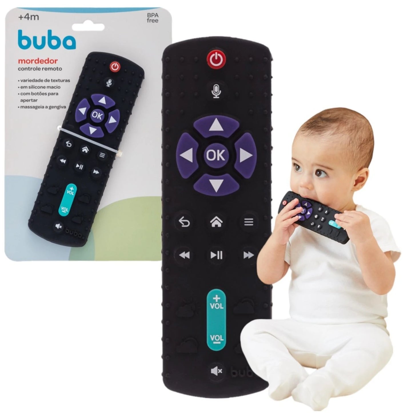 Mordillo Control Remoto Silicona Negro BUBA