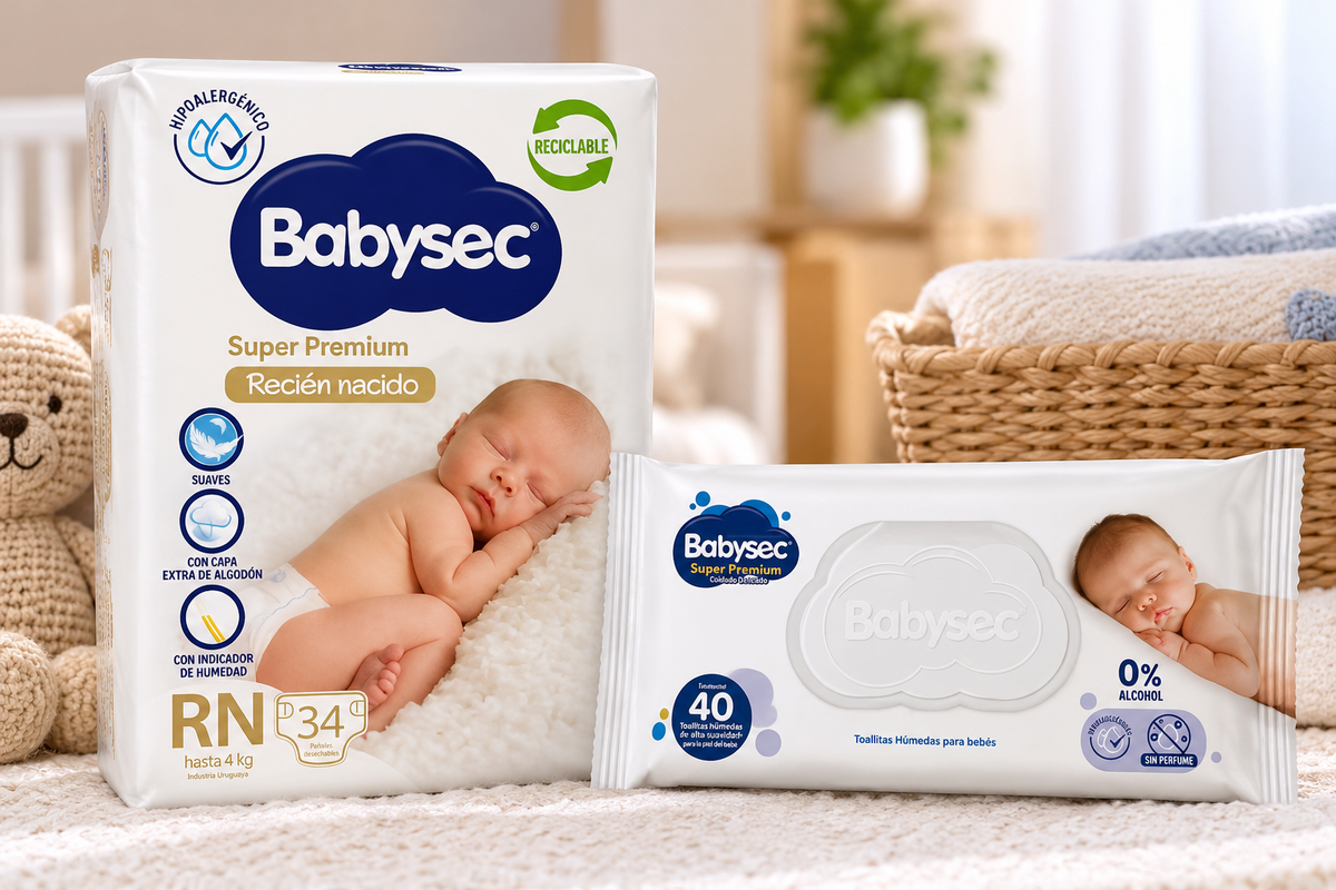Pañales Babysec Super Premium RN - 34 + Toallitas Super Premium 50 ud