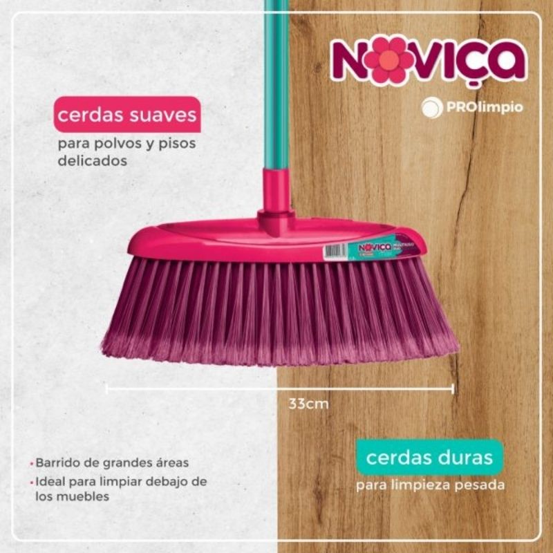 Cepillo para escoba Novica Max Rosa y verde agua