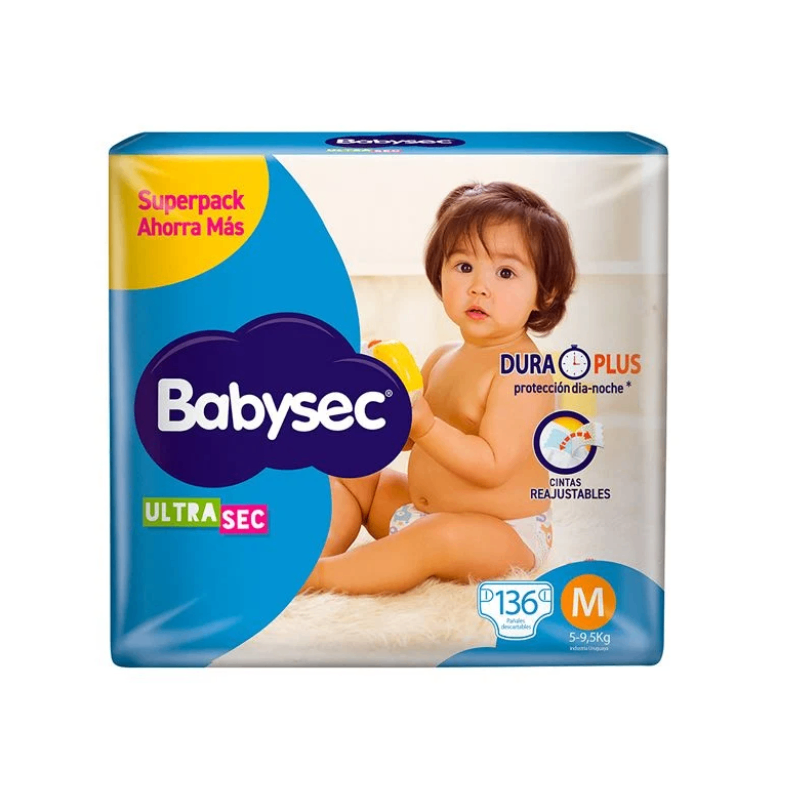 Pañales Babysec Ultra M - 136 unidades