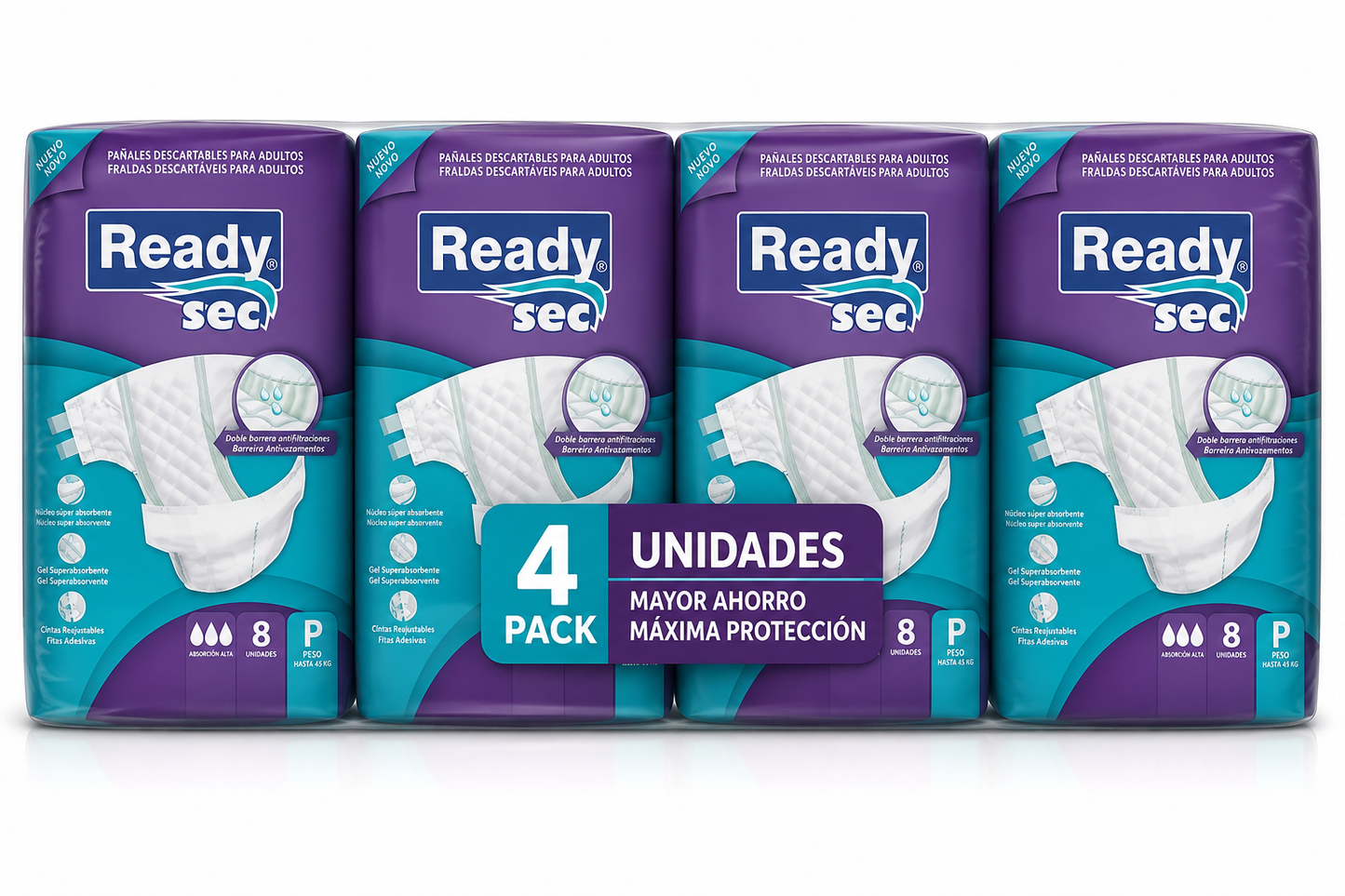Pañales para Adultos/Adolescentes Readysec Talle P 8 Unidades x$