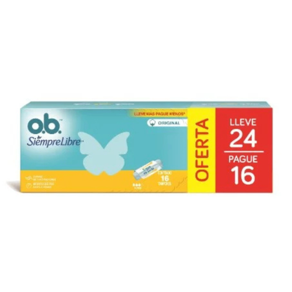 OB Tampones Medios - 24 Unidades x 16 Unidades
