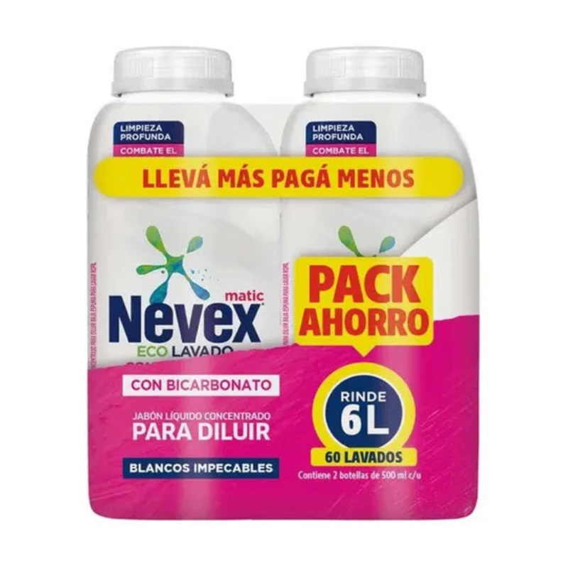 Jabón Líquido Nevex para Diluir con Bicarbonato 500 ml - 2 Unidades