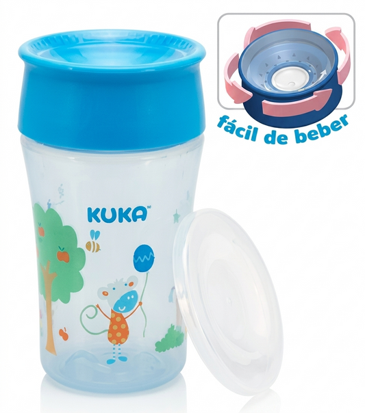 Vaso Infantil 360 Kuka Anti Derrame Azul