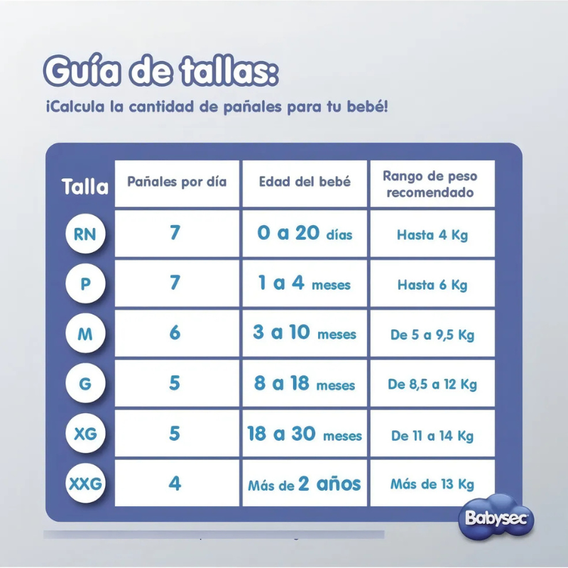 Pañales Babysec Ultra G - 120 unidades