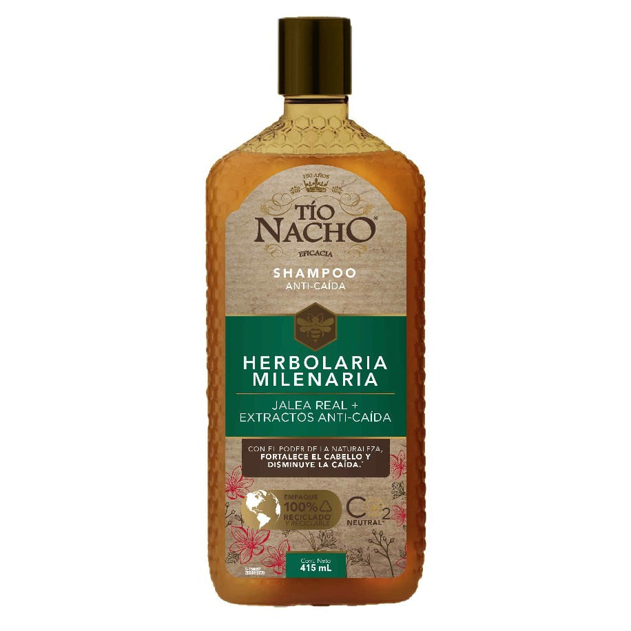 Shampoo Tío Nacho, Herbolaria Milenaria, Anti caida - 415 ml
