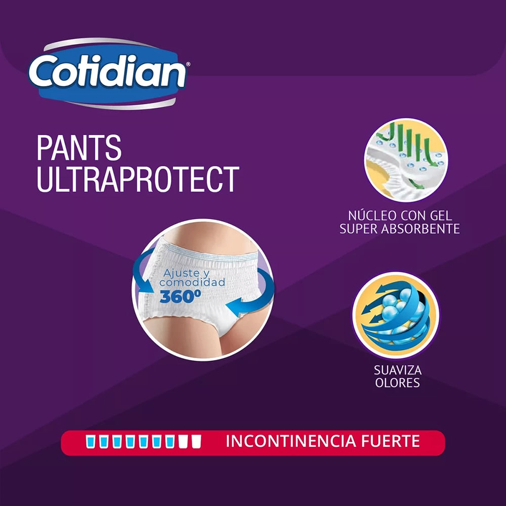 Pañales para Adultos Cotidian Ultraprotect Pants P/M - 16 Unidades