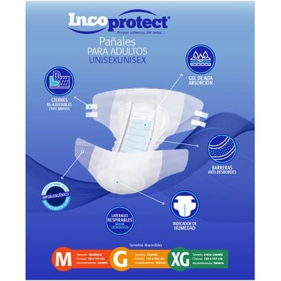 Pañales Incoprotect M - 30 unidades