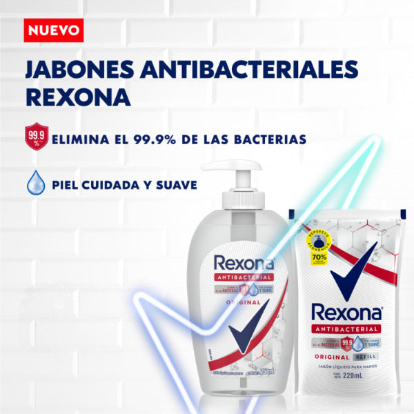 Repuesto Jabón Líquido Rexona Antibacterial Original 220 ml x3