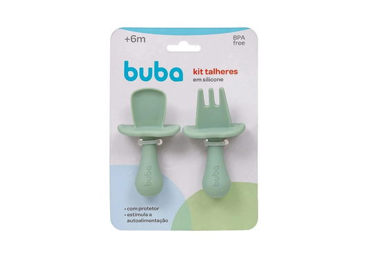 Set x2 Cubiertos de Entrenamiento con Tope Verde - Buba