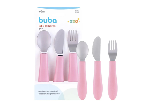 Set x3 Cubiertos de Acero Inoxidable - Rosa