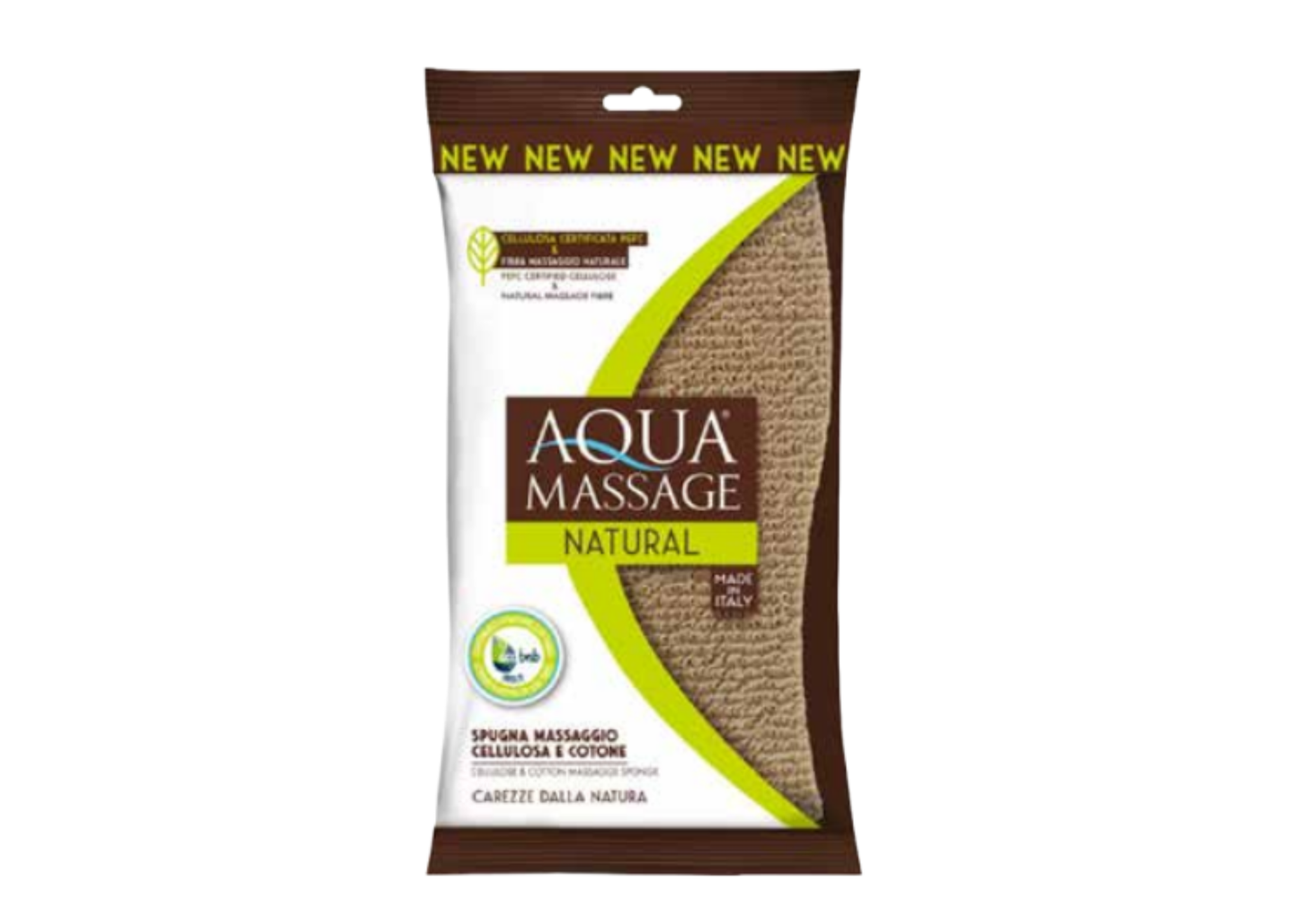 Esponja de Baño Aqua Massage Celulosa y Algodón Natural - Verde