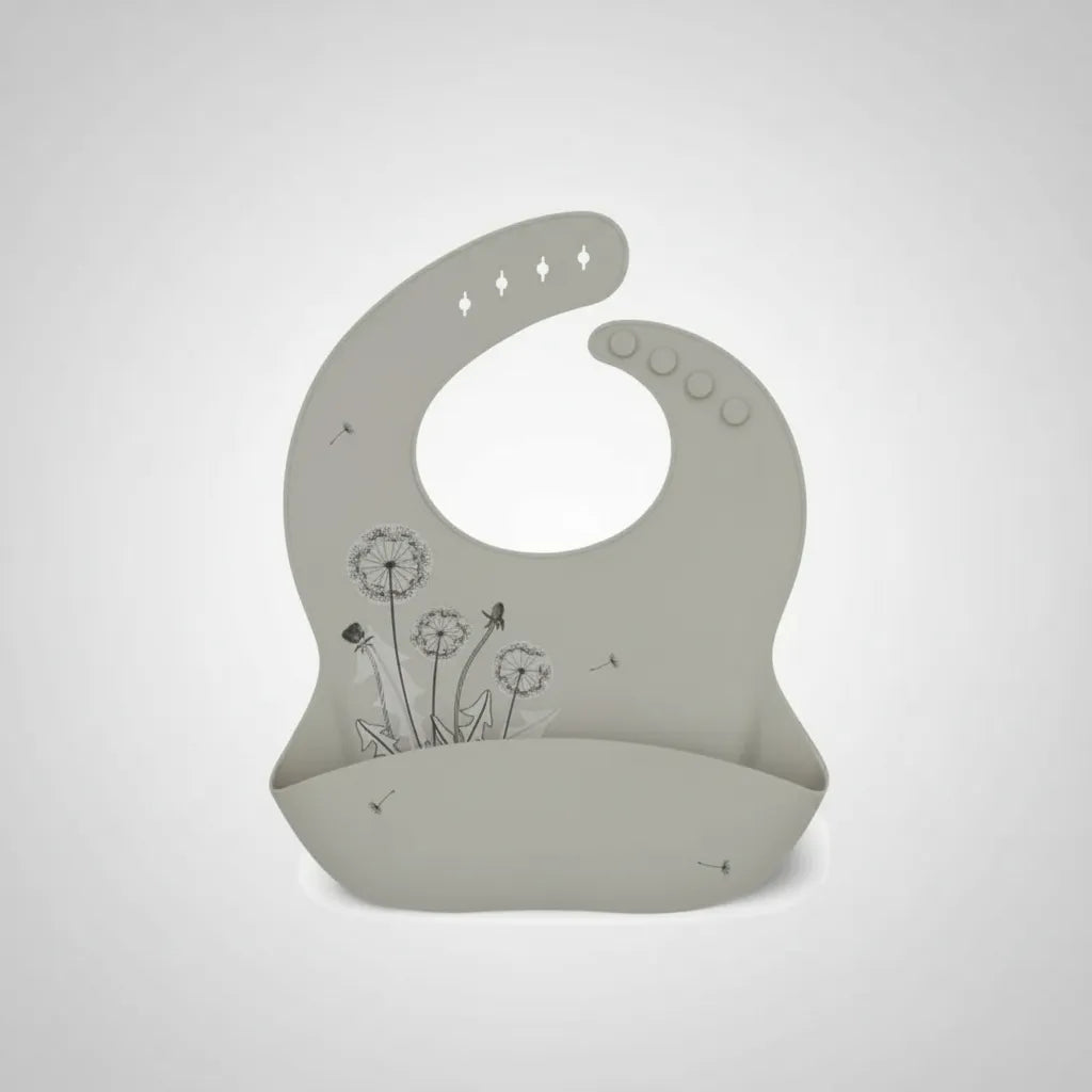 Babero de Silicona KikkaBoo Flores - Beige