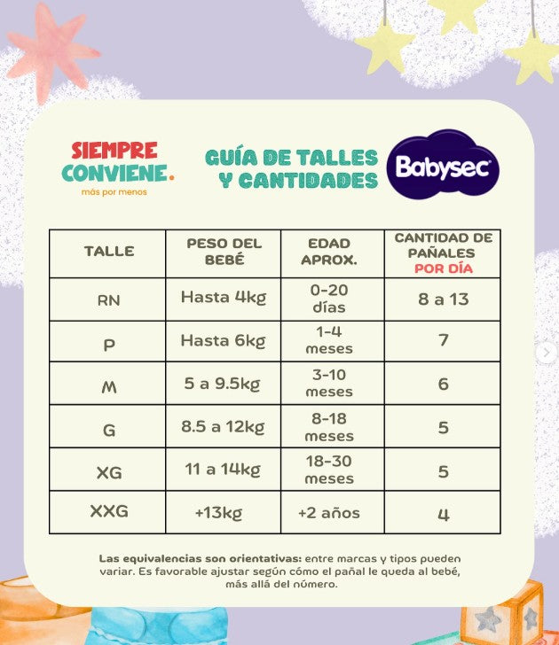 Pañales Babysec Super Premium Talle P - 40 Unidades