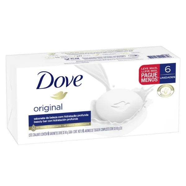 Jabón En Barra Dove Original 90g - 6 Unidades
