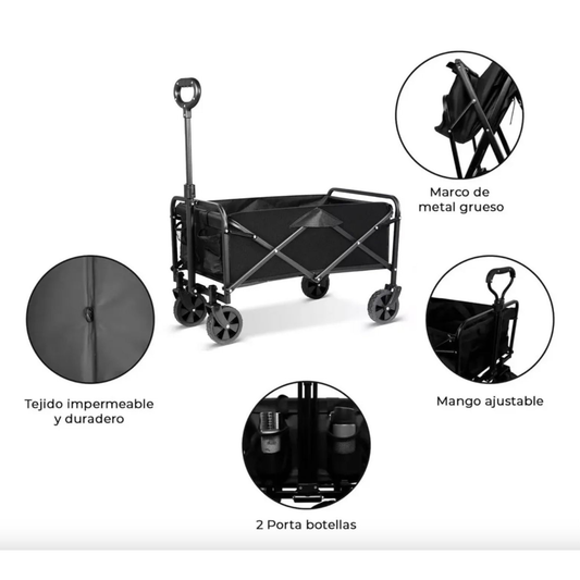 Carrito Plegable Multiuso Negro