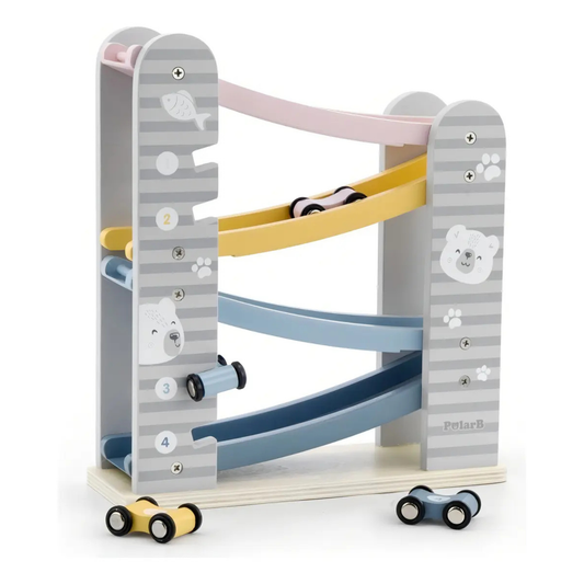 Pista De Autos Madera Deslizador 4 Niveles - Polar B