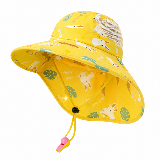 Gorro con Protector de Nuca para Bebés y Niños - Amarillo