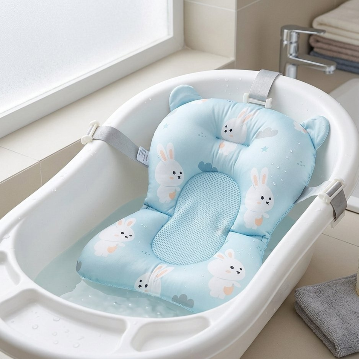 Colchón Reductor De Baño Baby Splash Conejitos - Celeste