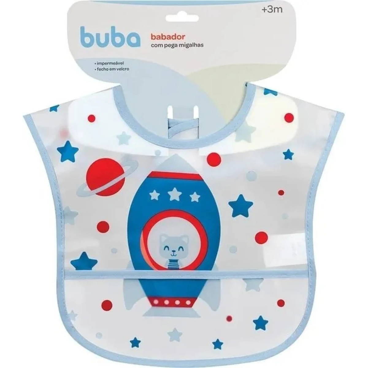 Babero Con Bolsillo Impermeable Para Niños Cohete Celeste - Buba