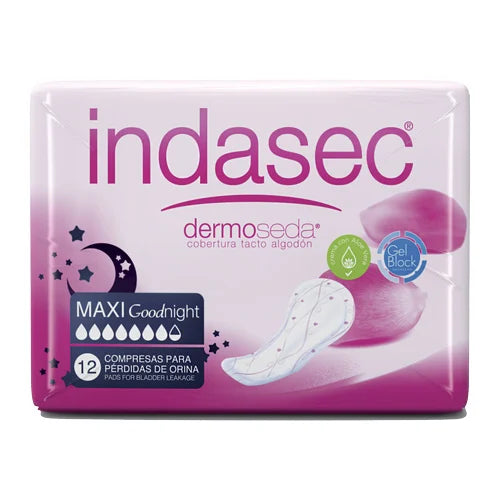 Apósitos Indasec Maxi Goodnight - 12 unidades