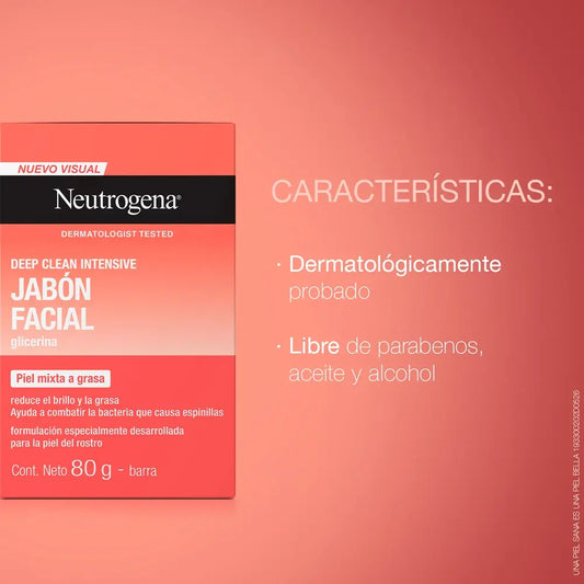 Jabón Facial En Barra Neutrogena Deep Clean 80gr