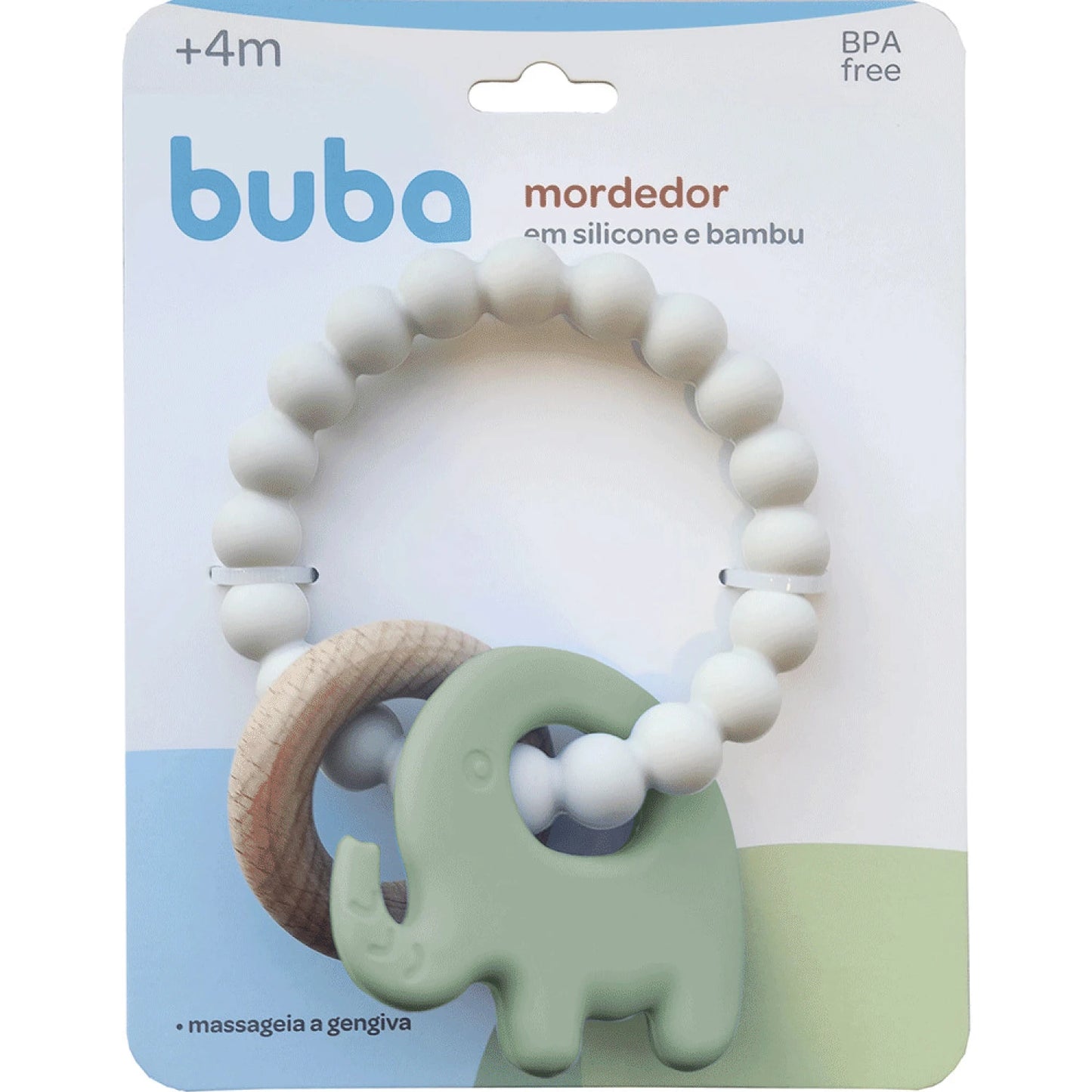Mordillo Elefante Bambu y Silicona BUBA - Verde