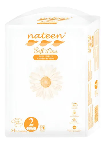 Pañales Ecológicos Nateen Soft Line Rn Recién Nacido Talle 2 - 54 unidades