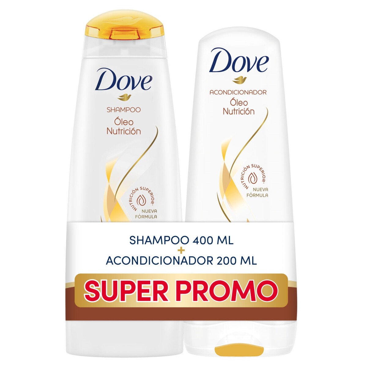 Shampoo Dove 400ml nutrición + acondicionador 200ml