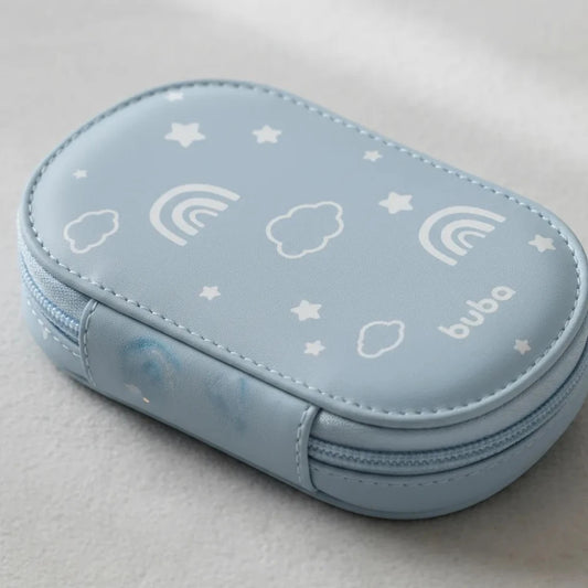 Kit de Cuidado e Higiene para Bebé BUBA – Set de Manicura con 5 Accesorios y Neceser Celeste