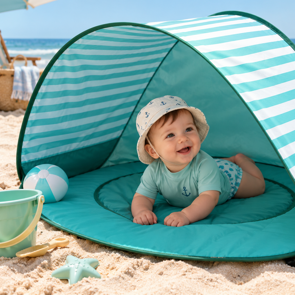 Carpa de Playa para Bebé Verde - Akas