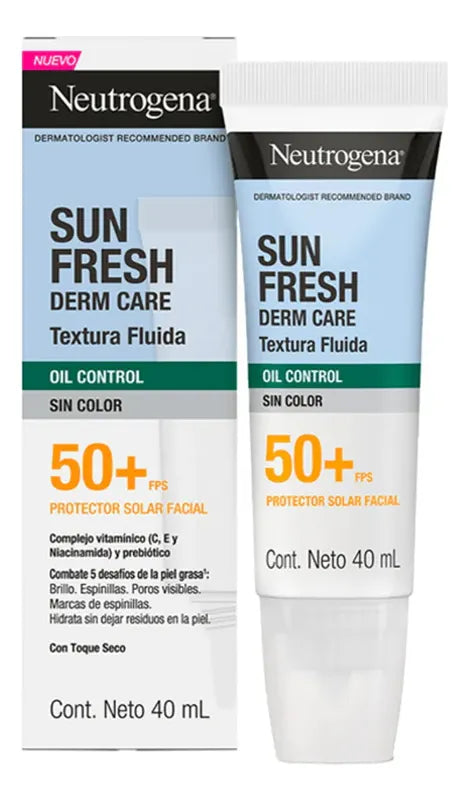 Protector Solar Neutrogena Sun Fresh 50+ Oil Control Derm Care Sin Color 40ml