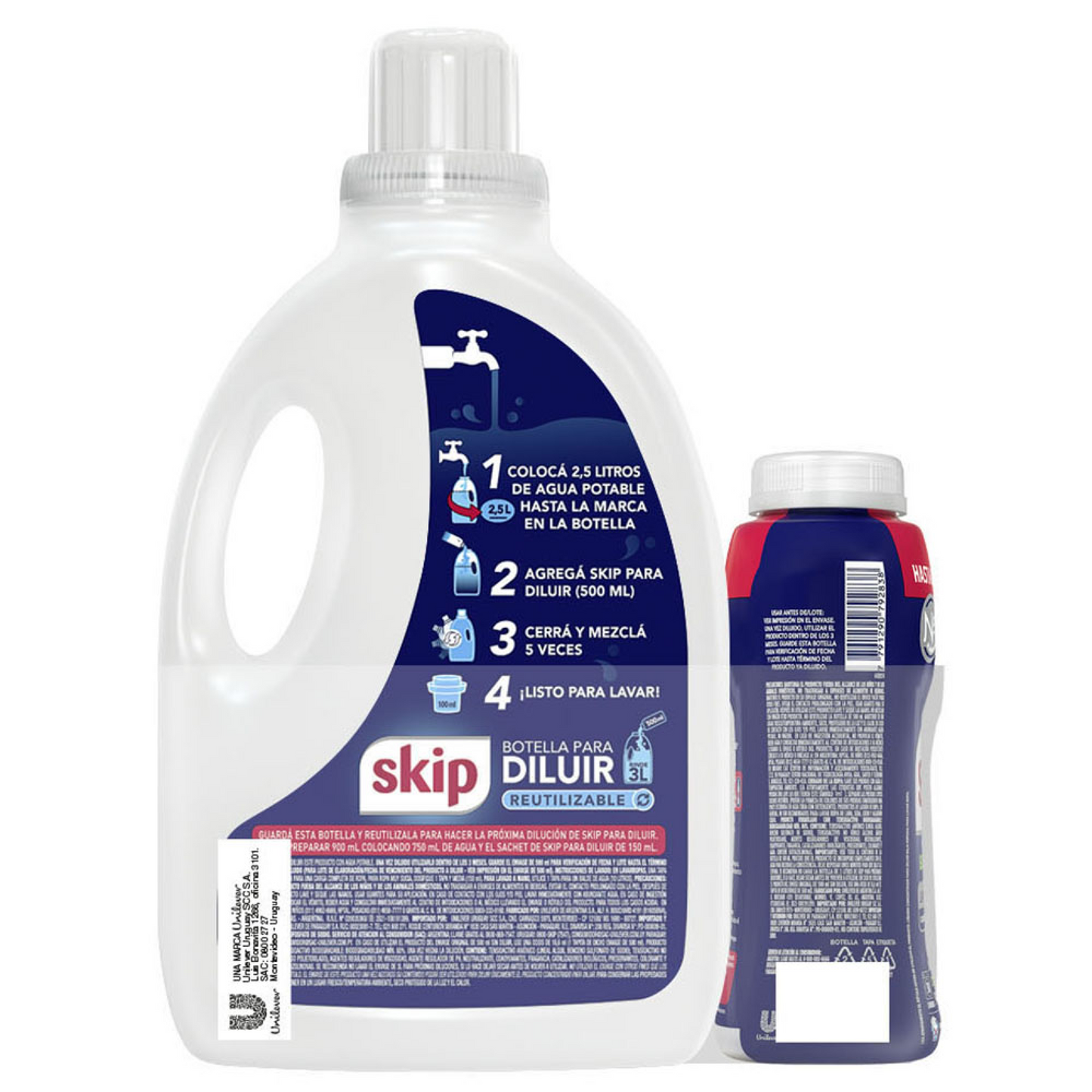 Jabón Líquido para Ropa Skip Diluible 500 ml + Botella