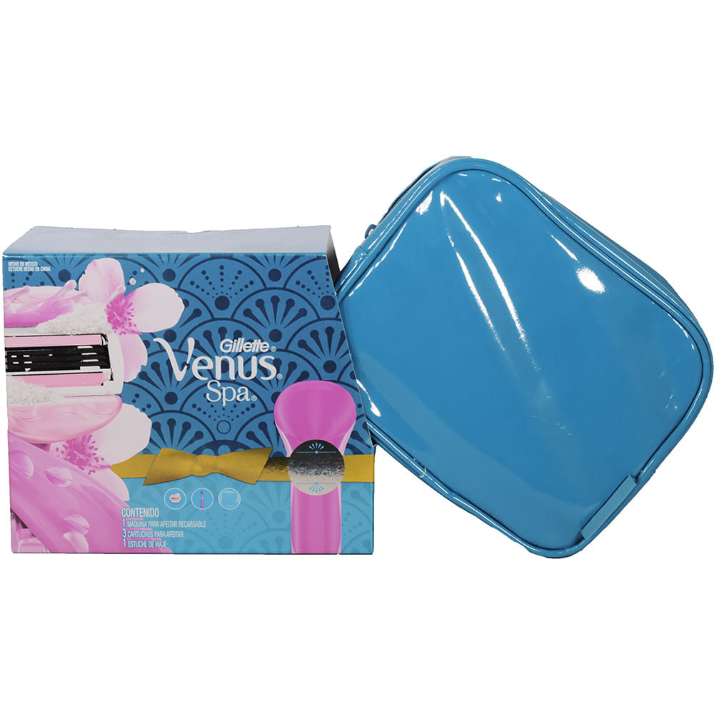 Kit Gillette Venus Spa Afeitadora + 3 Repuestos + Necessaire Original