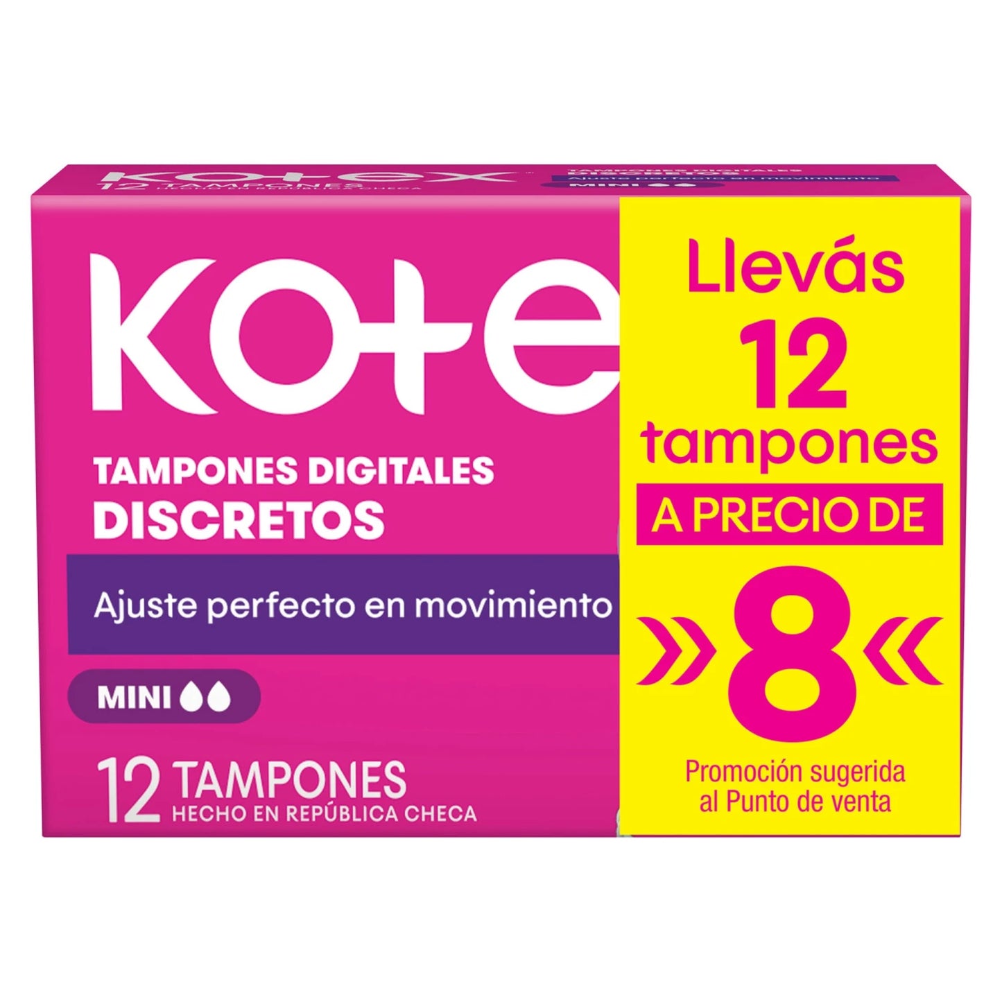 Tampones Kotex Mini x12 unidades.