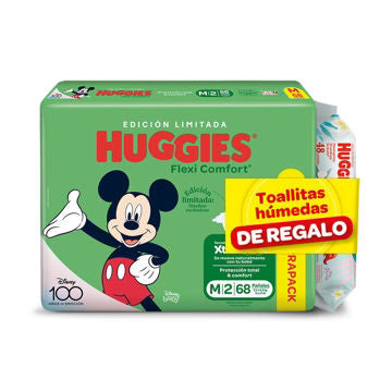 Pañales Huggies Flexi Comfort Talle M 68 Unidades + Toallitas de REGALO