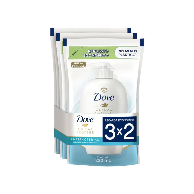Jabón Líquido Dove Antibacterial para Manos Refill 220 ml 3 Unidades